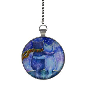 Loving Cats in Winter Ceiling Fan / Light Pull Pendant with Chain