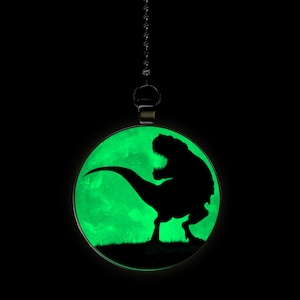 Raging T Rex Moon Dinosaur Glow in the Dark Ceiling Fan / Light Pull Pendant with Chain - You Choose Single or Double Sided