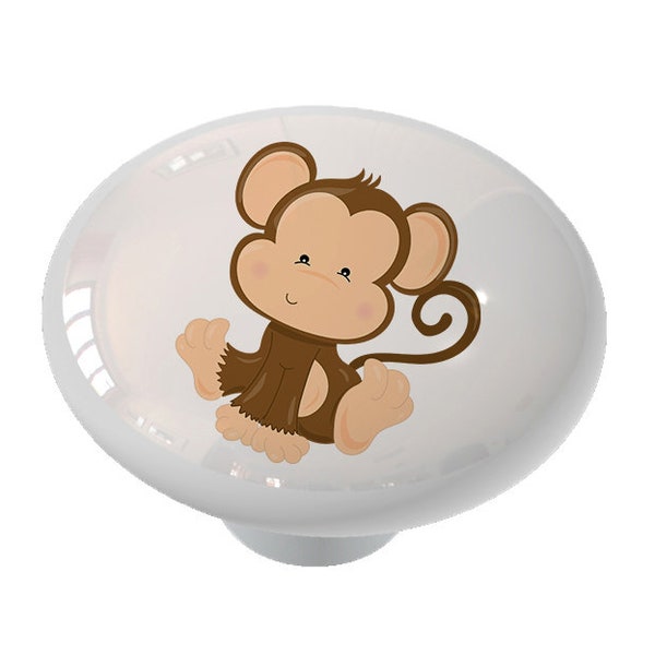 Nursery Safari Monkey Decorative Round Drawer Knob
