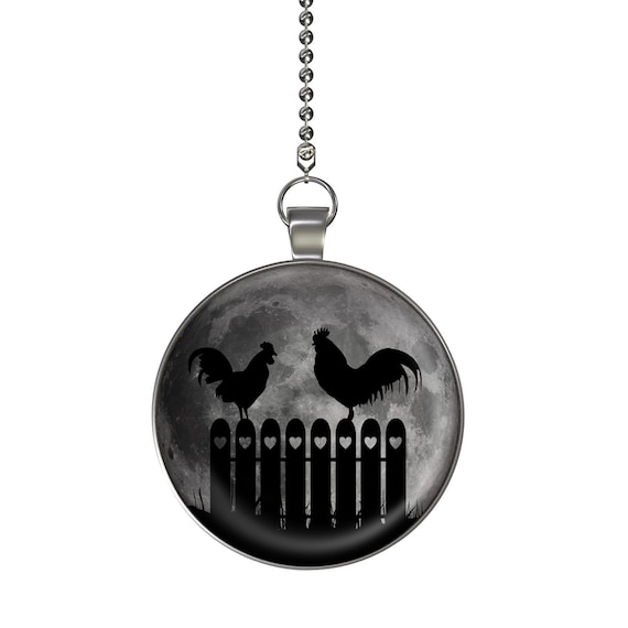 Rooster Fence Moon Glow In The Dark Ceiling Fan Light Pull Etsy