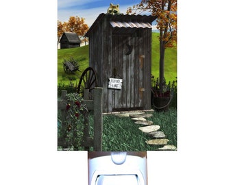 Country Outhouse Decorative Night Light / You choose / Two Shapes Available
