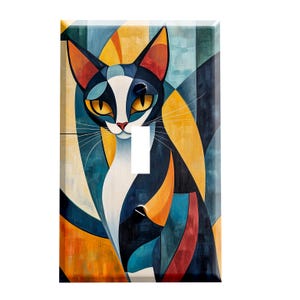 Art Deco Cat with a Modern Twist Decorative Switch Plate Cover / Outlet Cover / You Choose Configuration