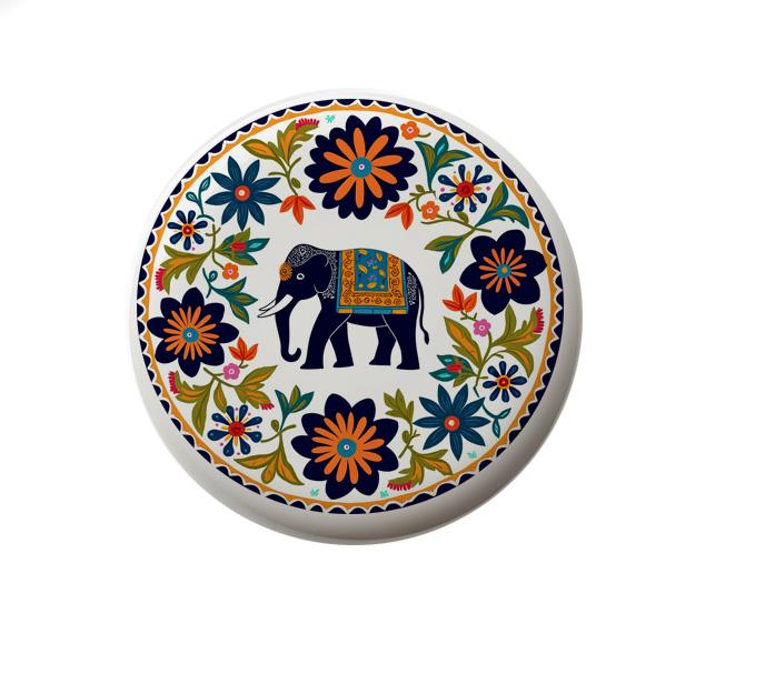 Talavera India Elephant Round Ceramic Decorative Drawer Knob