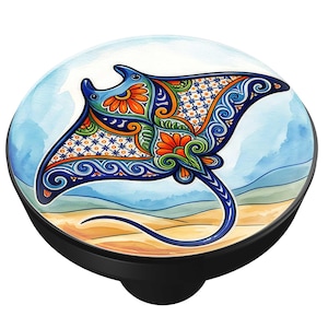 Talavera Stingray Matte Black Metal Drawer Knob