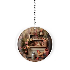 Rooster Farmhouse English Shabby Chic Fan Pull / Light Pull