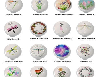 Dragonfly Designs Decorative High Gloss Ceramic Drawer Knob  / You Choose Design