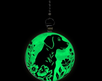 Labrador Flower Moon Dog Breed Glow in the Dark Ceiling Fan / Light Pull Pendant with Chain