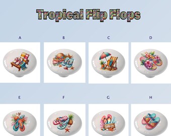 Tropical Summer Flip Flops Decorative Round  Ceramic Drawer Knobs