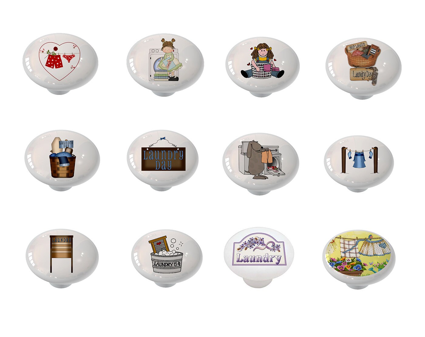 Set Of 12 Laundry Room Decorative High Gloss Ceramic Knobs