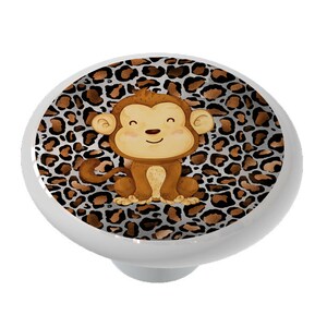 Safari Monkey Decorative Decorative Ceramic Round Drawer Knob