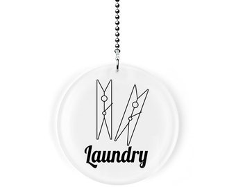 Clothespins Black and White Laundry Room Fan Pull / Light Pull