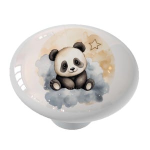 Celestial Panda Round Ceramic Drawer Knob