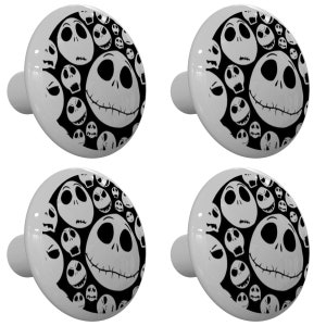Set of 4 Jack Skellington Faces Nightmare Before Christmas Drawer Knobs