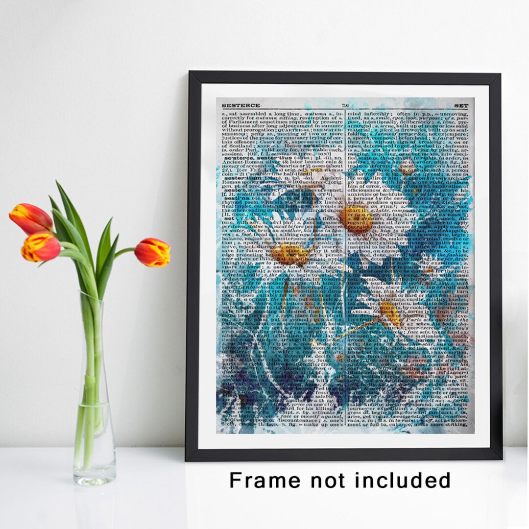 Watercolor Daisy Dictionary Page Wall Art Print - Vintage Style Art for ...