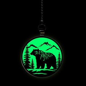 Wild Mountain Bear Glow in the Dark Ceiling Fan / Light Pull Pendant with Chain