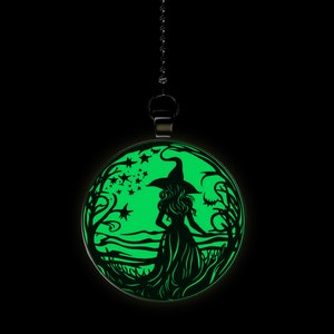 Witches Starry Spell Halloween Moon Glow in the Dark Ceiling Fan / Light Pull Pendant with Chain