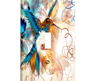 Abstract Hummingbird Decorative Switch Plate Cover