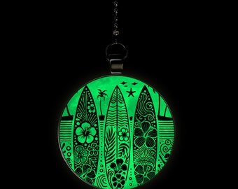 Moonlit Surfboards Glow in the Dark Ceiling Fan / Light Pull Pendant with Chain