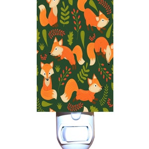 Little Woodland Foxes Decorative Night Light / You Choose Shape Rectangle or Round