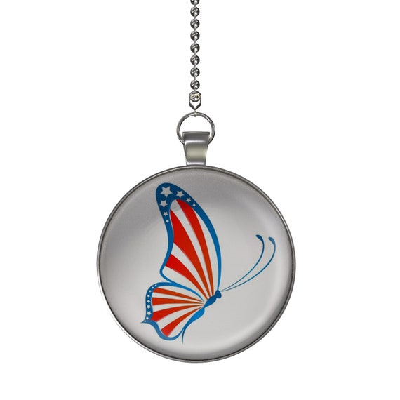 Americana Butterfly Ceiling Fan Light Pull Pendant With Chain