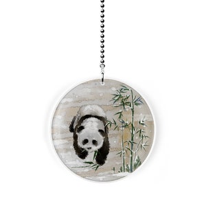 Asian Style Winter Panda Fan Pull / Light Pull