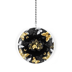 Butterfly Bouquet on Black Fan Pull / Light Pull