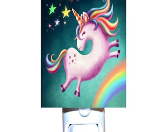 Unicorn Leaping Over Rainbow Decorative Night Light