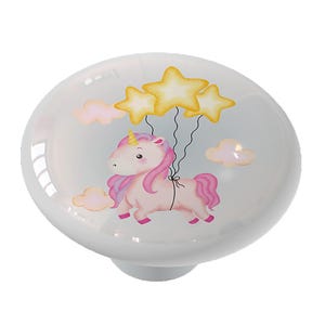 Up and Away Unicorn Star Balloons Decorative Decorative Round Decorative Ceramic Round Drawer Knob