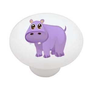 Safari Hippo Peeper Decorative Decorative Round  Ceramic Drawer Knob
