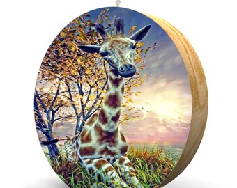 Baby Giraffe Hardwood Oak Fan / Light Pull