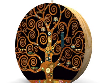 Klimt bajo el árbol de la vida Ventilador de madera de roble / Tirador de lámpara / Tirador de ventilador de madera