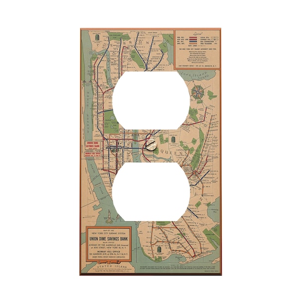 Vintage NYC Subway Map Decorative Outlet Cover