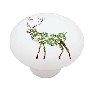 Camo Deer Decorative Decorative Ceramic Round Drawer Knob