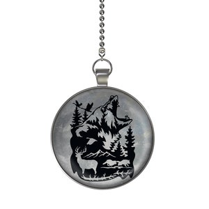Wildlife Bear Scene Moon Glow in the Dark Ceiling Fan / Light Pull Pendant with Chain