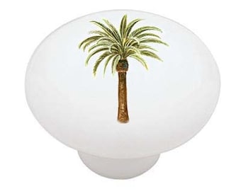 Tropical Palm Tree Decorative Decorative Round  Ceramic Drawer Knob