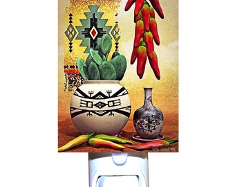 Cactus and Chili Peppers Decorative Night Light