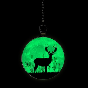 The Spring Deer Glow in the Dark Ceiling Fan / Light Pull Pendant with Chain