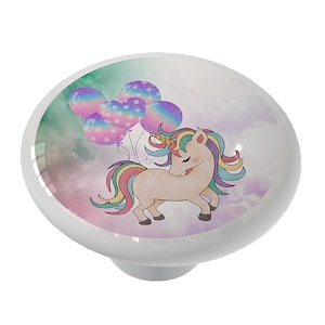 Up and Away Unicorn Balloons Decorative Decorative Round Decorative Ceramic Round Drawer Knob