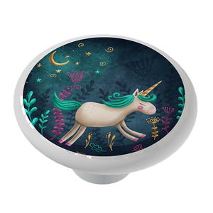 Whimsical Evening Unicorn Decorative Decorative Round Decorative Ceramic Round Drawer Knob