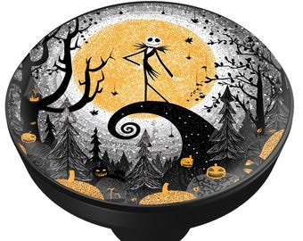 Nightmare Before Christmas Jacks Halloween Forest Matte Black Metal Drawer Knob
