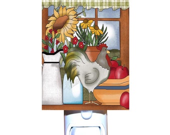 Rooster and Sunflower Country Window Decorative Night Light