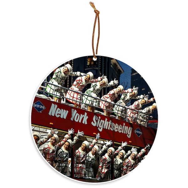 Christmas in New York Radio City Music Hall Rockettes Christmas NYC Sight Seeing Bus Christmas Tree Ornament - Rear View Mirror Ornament