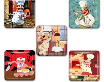 World of Chefs Square Refrigerator Magnet Set