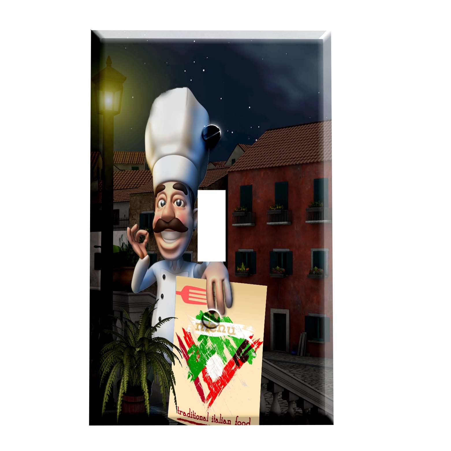 Couvercle décoratif pour plaque d'interrupteur de chef de restaurant italien