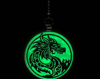 Asian Dragon Moon Glow in the Dark Ceiling Fan / Light Pull Pendant with Chain
