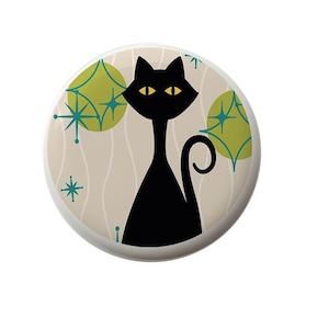 Mid Century Mod Cat Decorative Round Decorative Ceramic Round Drawer Knob