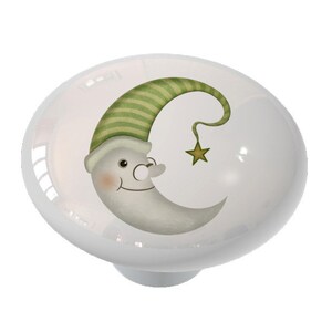 Bedtime Moon Decorative Decorative Round  Ceramic Drawer Knob