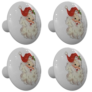 Set of 4 Christmas Vintage Santa Claus #5 Drawer Knobs