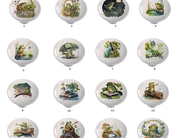 Whimsical Forest Frogs Set A Decorative Round Decorative Ceramic Drawer Knob
