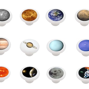 Set of 12 On Space Theme Decorative High Gloss Ceramic Knobs